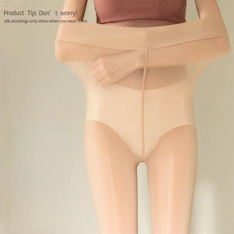 15D Big Size Open Crotch Gray Tights Control Top High Waist Horse Oily Pantyhose Erotic Lingerie Slim Compression Stockings