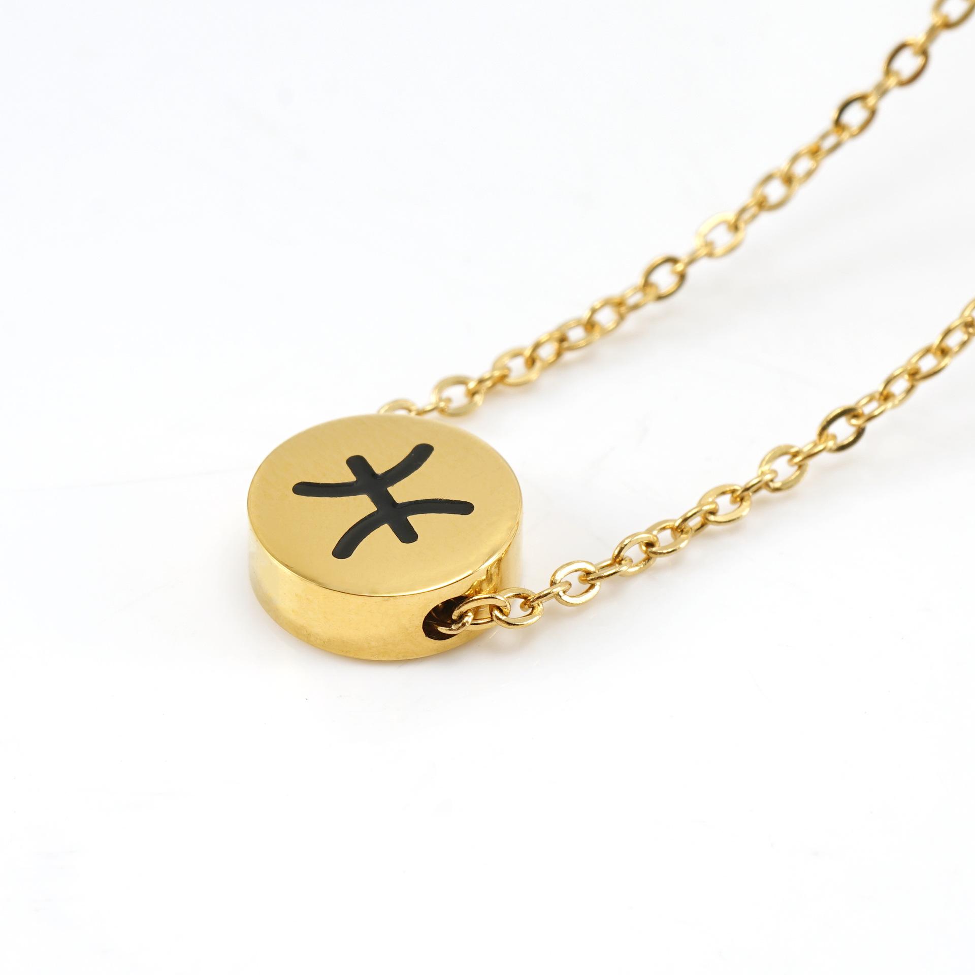

Новое простое круглое ожерелье с подвеской в виде символа созвездия из нержавеющей стали, 12 ожерелье с созвездием для женщин 18K