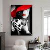 Modern Fashion Women's Red Lip Nail Wall Art Sexy Women's Masked Oil Painting Nordic