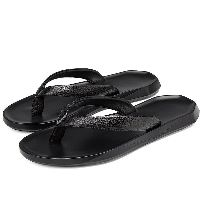Sommer Echtes Leder männer Flip-Flops Outdoor Strand Sandalen Schwarz Männer Hausschuhe Für Hause Mokassins Mann Schuhe
