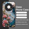 White Camellia Flower Marble Texture Tempered Glass Phone Case for Huawei Nova 13 12 SE 11 10Pro Mate 70 60 40 30 P60 P40 Cover