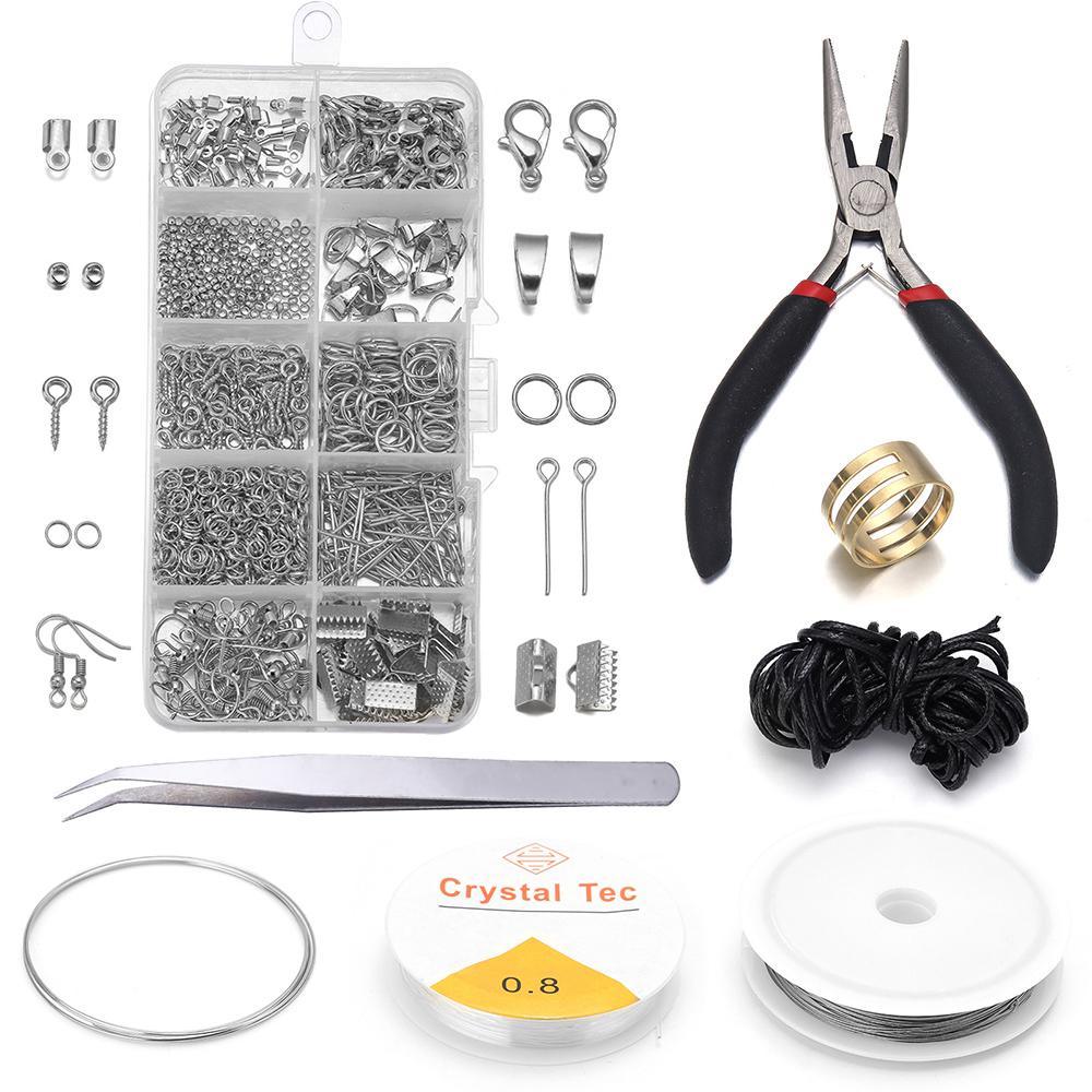 1040pcs/Box Alloy Accessories Kits Jewelry Findings Set Jewelry Making Tools Jump Rings Earring Hook Jewelry Making Supplies Kit