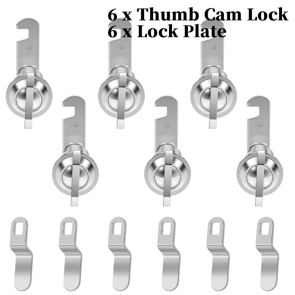 

6Pcs 1-1/8 New Cylinder Zinc Alloy Keyless Thumb Cam Lock Easy Installation Waterproof Compartment Cam Lock for Cabinet Drawer