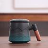 Gradient Ceramic Filter Mug with Wooden Handle