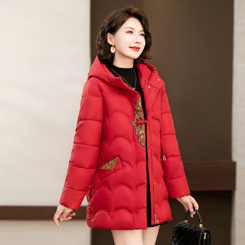 Medium mother cotton clothes winter new medium and large size cotton clothes hooded thickened jacket