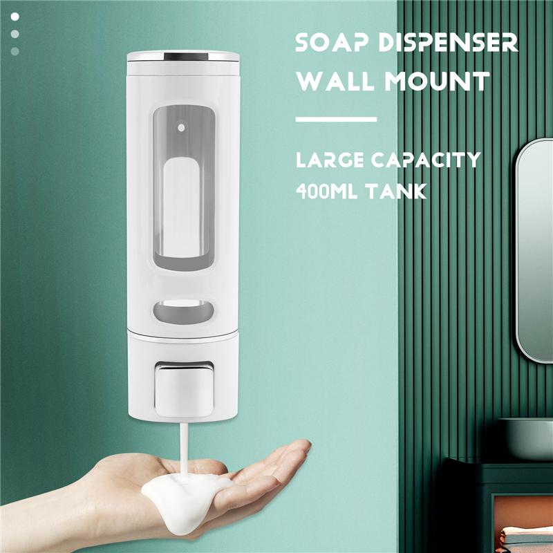 A20F-400Ml Soap Dispenser Wall Mount, Manual Hand Shampoo Shower Gel Dispenser Lotion Container For Bathroom Kitchen
