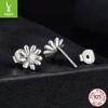 S925 Silber D-Farbe Moissanit Ohrringe Leichter Luxus High-End Herbst und Winter, Weibliche Kleine Gänseblümchen Mozzarella Stecker