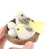 1 Set Artificial Feathered Birds & Nest & Egg Creative Craft Birds Sculpture Art Decoration Home Garden