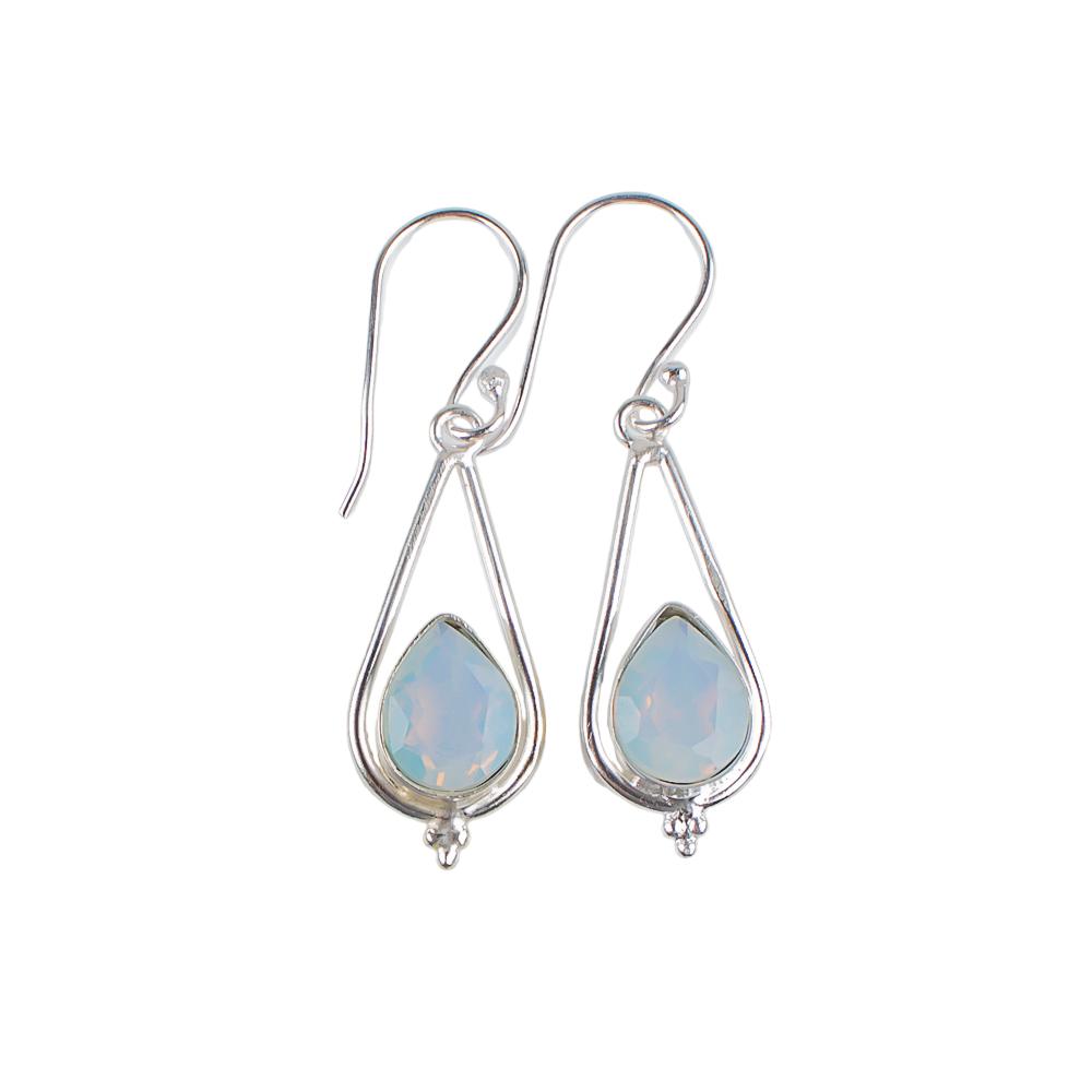 Milchiger Opal Edelstein 925 Sterlingsilber Handgefertigter Schmuck Tropfenohrringe 1.50" EE-14-13