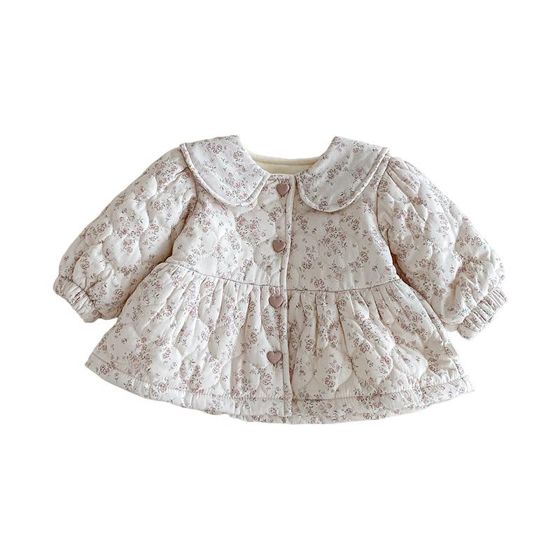 Mädchen Winter Blumen Baumwolljacke, Modischer und gefütterter Mantel für die Altersgruppen 0-5