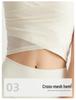 Chinese Style Women's Summer Yoga Top – Short Sleeve, Fixed Cups, Cross Mesh, Pleated, Slim Fit Sports Wear