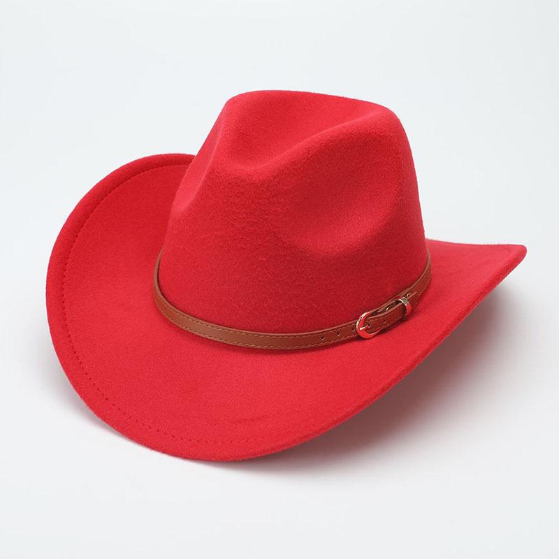 European, American men and women autumn and winter fashion woolen jazz hat ethnic style big-brimmed top hat British belt retro top hat