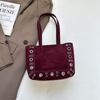 Retro Suede Single-shoulder Handbag, Rivet Handbag, Stylish Underarm Bag