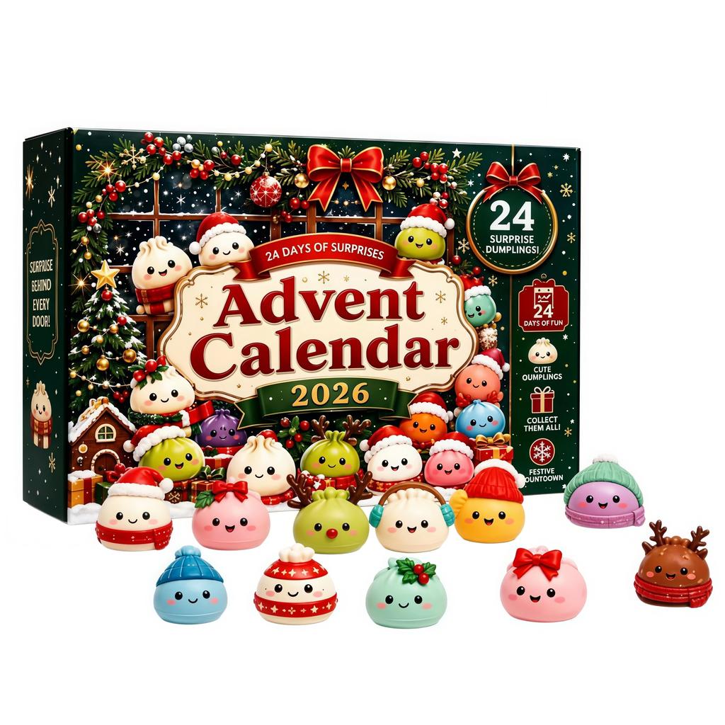 Dumpling Squishy Advent Calendar – 24-Day Christmas Countdown with Slow Rebound Fidget Toys, Mystery Surprise Gift Box