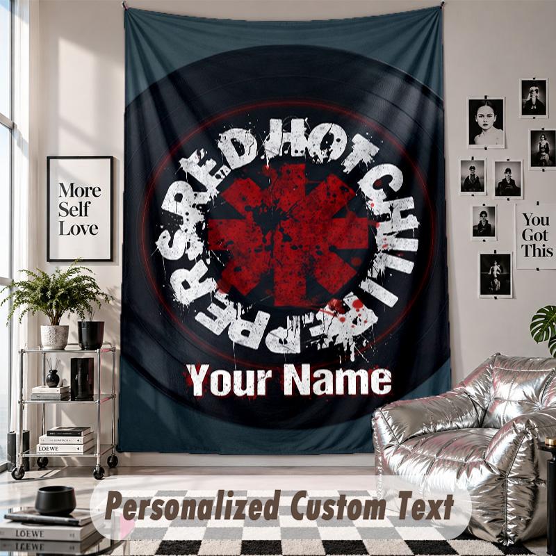 Arazzo da Appendere alla Parete con Nome e Testo Personalizzati, Arazzo Decorativo Red Hot Chili Peppers per Camera da Letto