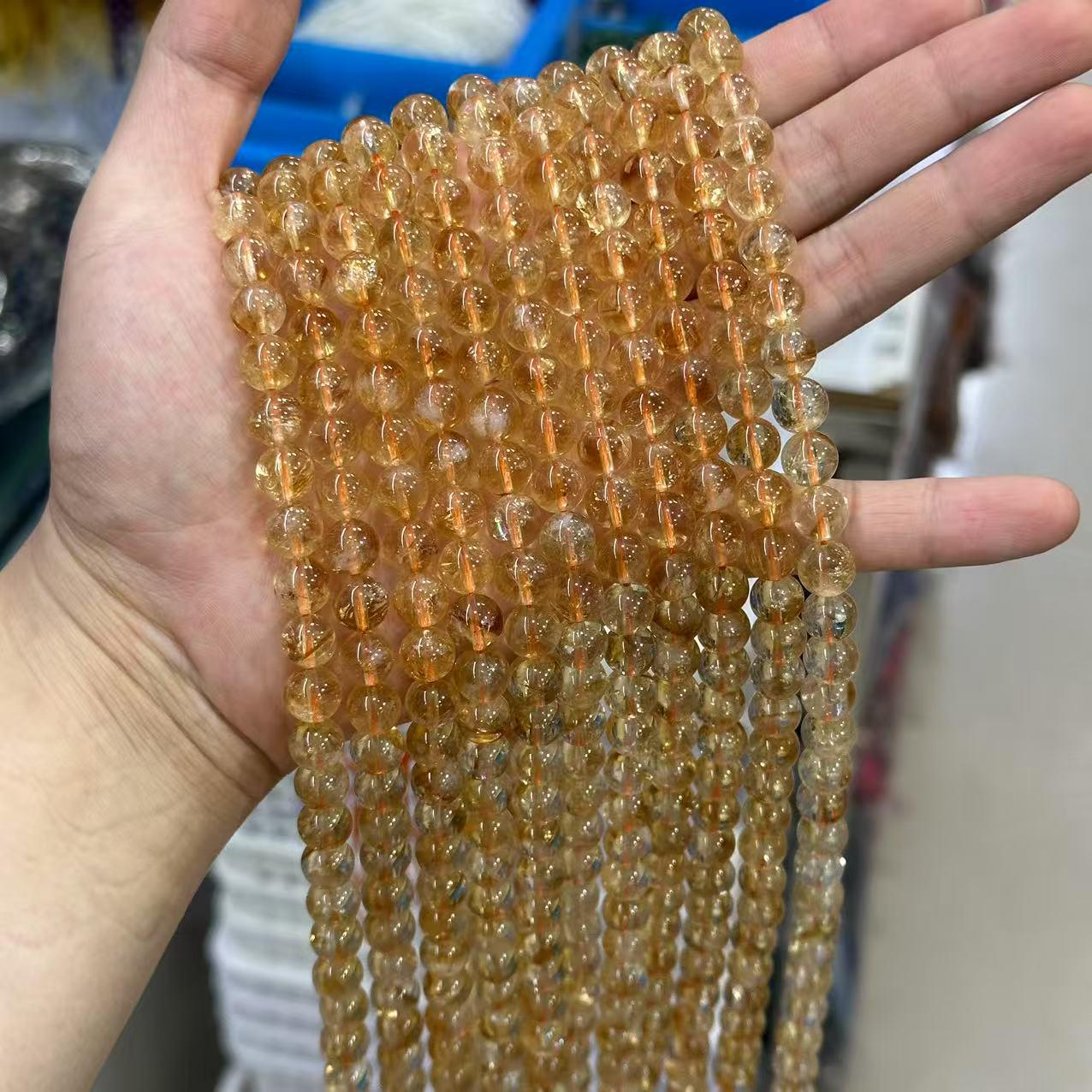 

Круглые бусины из натурального желтого цитрина - аксессуары для самодельных украшений 4mm, approx. 88 beads per strand