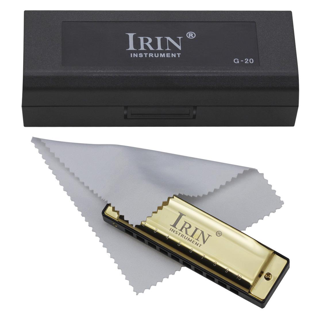 

IRIN Blues 10-Hole G Key Harmonica for All Ages золотой
