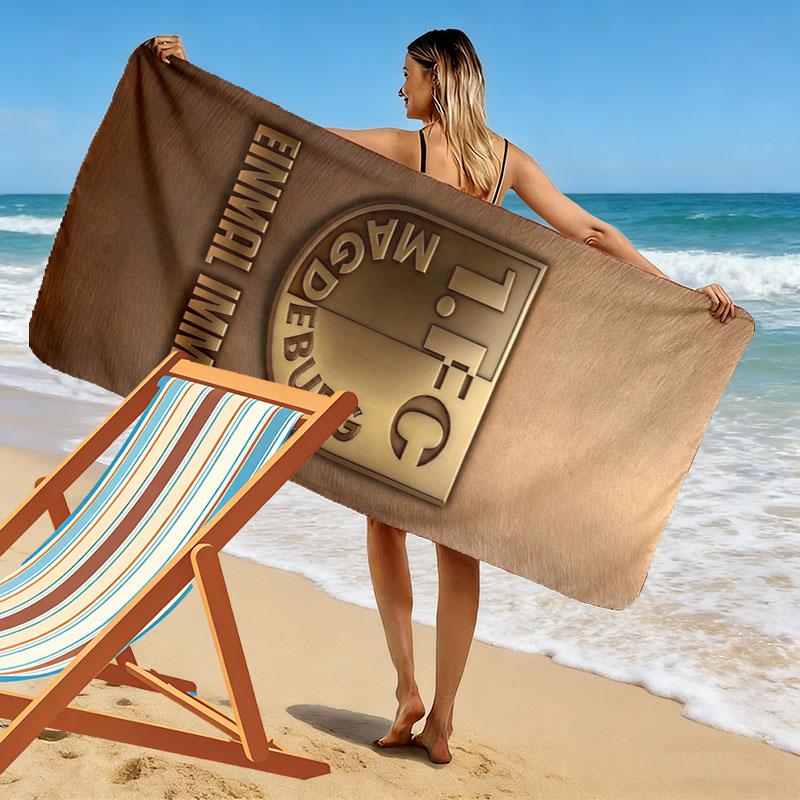 1. FC Magdeburg Print Beach Towel, Large Soft Quick Dry Towel for Beach Camping Swimming