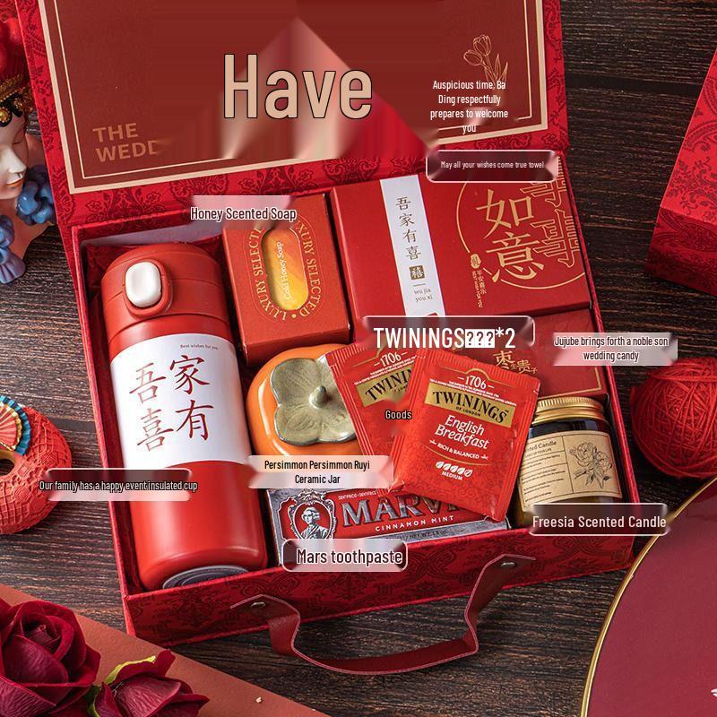 Freudiges Hochzeitsgastgeschenk-Set: Elegante Handtaschen-Geschenkbox für Brautjungfern und weibliche Gäste