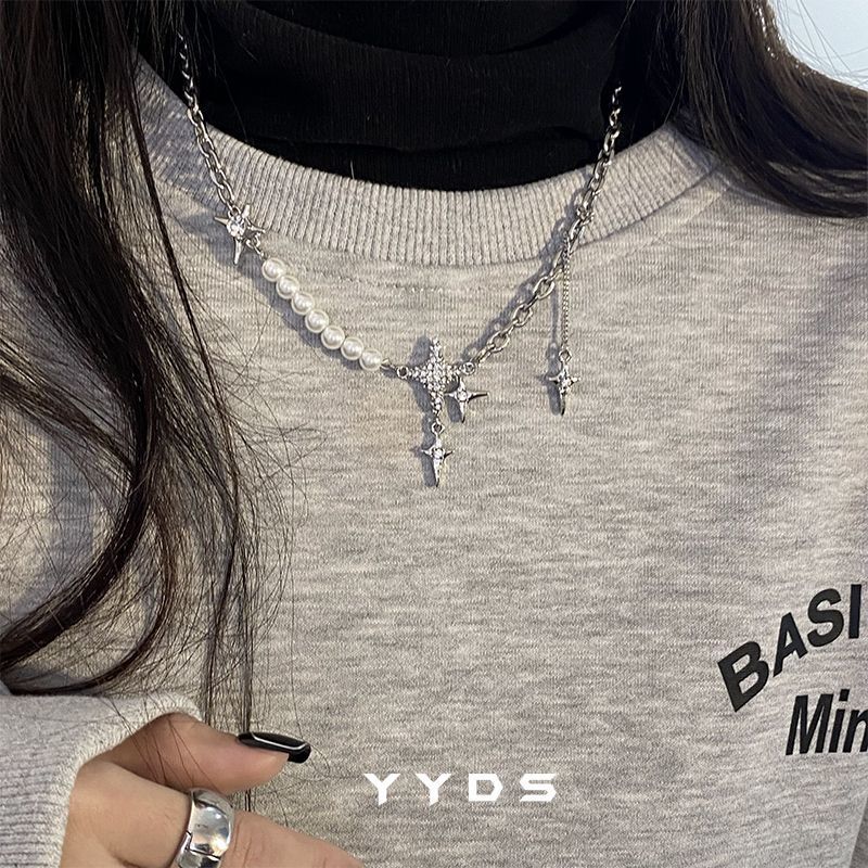 Gypsy Xinghe~ Xingmang splicing pearl necklace light luxury niche design autumn and winter sweater chain women s high-end new model