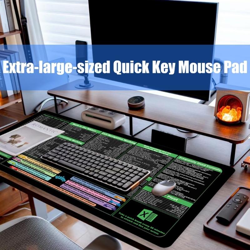 Large Keyboards Mouse Pad Featuring Excels Word Shortcut for Office Software Use and Gaming with Waterproof