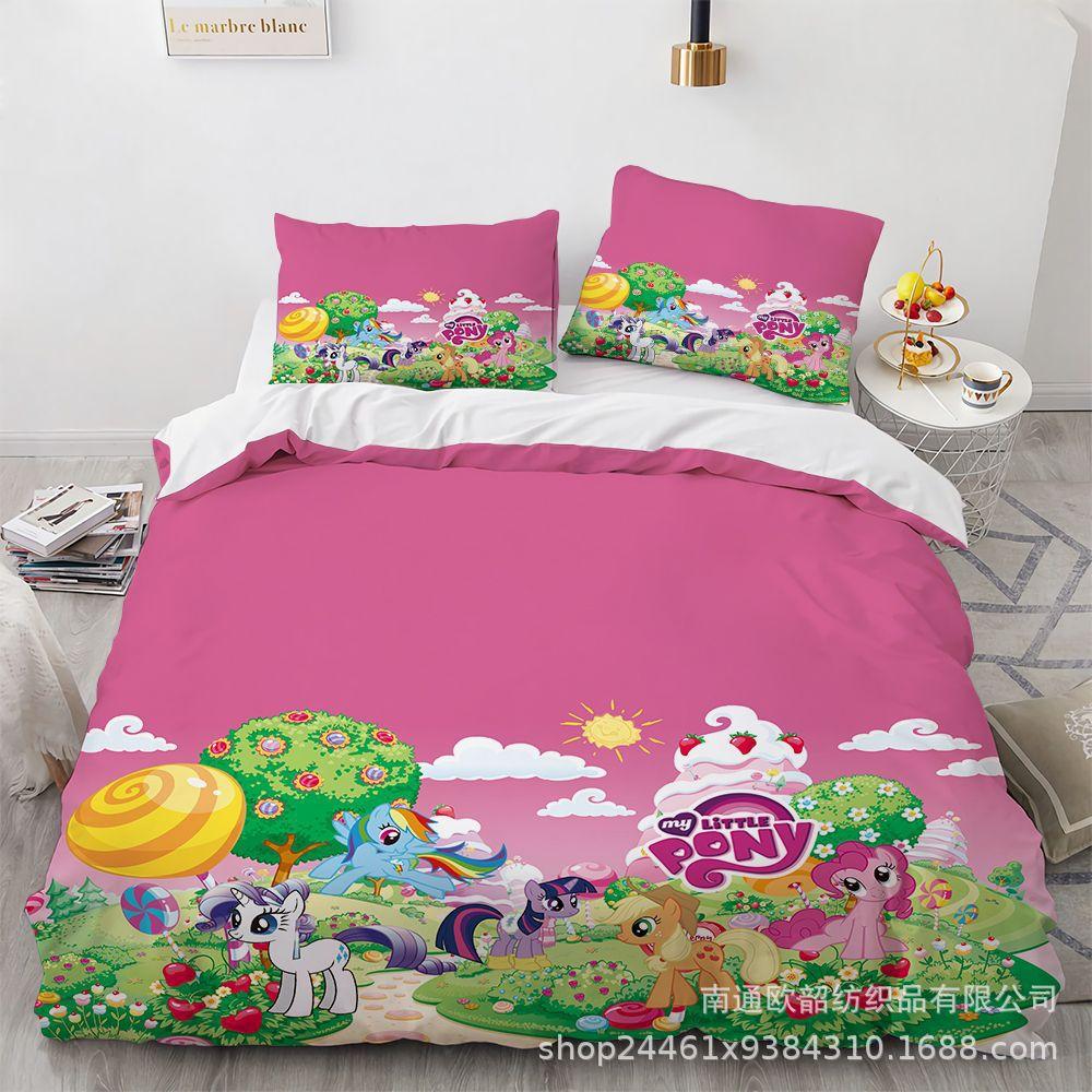 Sady povlečení My Little Pony Přikrývka Prošívaná přikrývka Přehoz na postel Povlak na peřinu Povlak na polštář Sady 2-3 kusů Dětské Velikosti pro dospělé Domácí dekorace