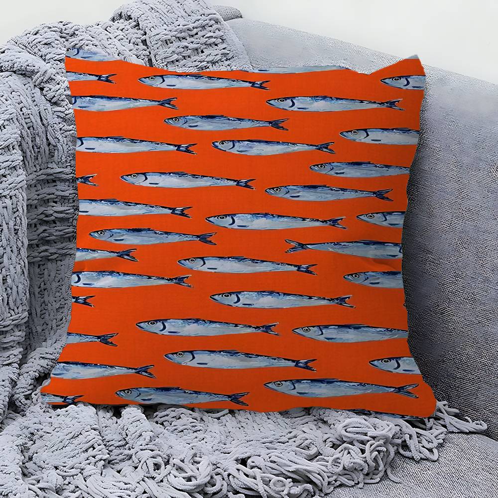 Sardine Lobster Ocean Animal Pillow Cover Sofa Cushion Cover Home Room Decoration Children Gift