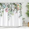 Beautiful Spring Greenery Floral Shower Curtain Eucalyptus Leaves Tropical Leaves Polyester Washable Buth Curtain Bathroom Decor