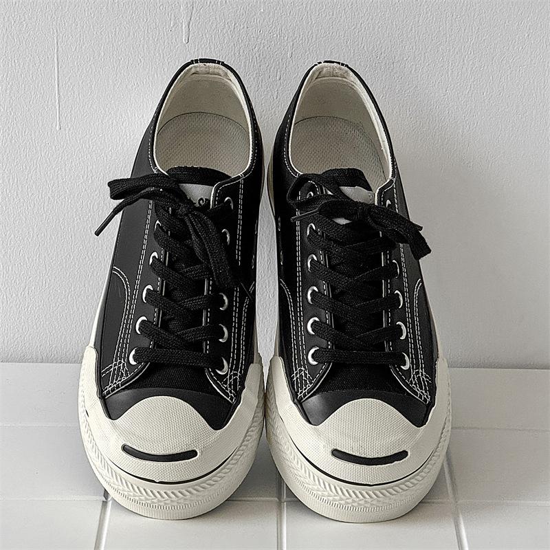 

AFANTING 016b24SS парусиновые кеды с открытой улыбкой, дышащие, вулканизированная обувь на толстой подошве, увеличивающая рост, мужская трендовая обувь 39 чёрный