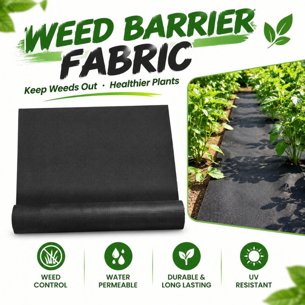 PP Woven Material Garden Mulch Fabric Black Weed Control Membrane Heavy Duty Ground Cover Garden
