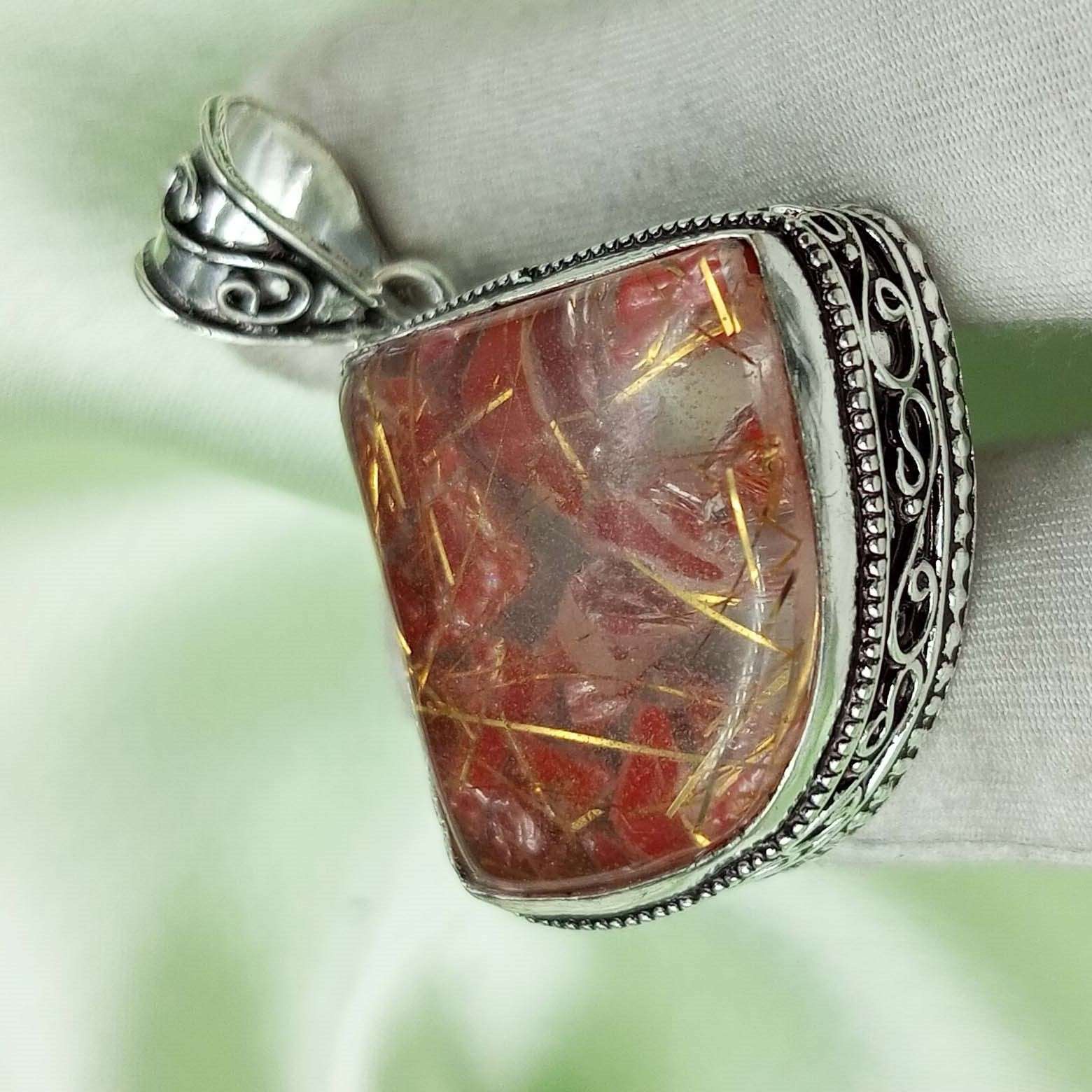 

Медный рутил 925 пробы посеребренный антикварная винтажная подвеска примерно 2 дюйма AVPP55