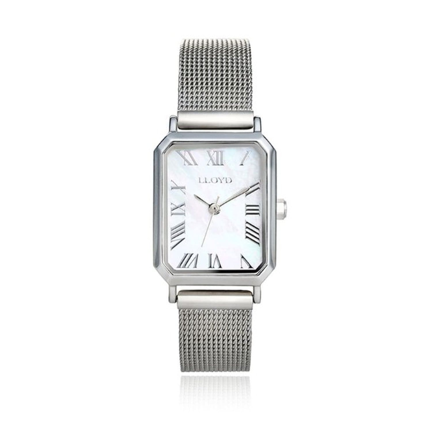[LLOYD] Awesome Square Mother of Pearl Women s Mesh Watch - White LL2G26504XSS