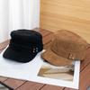 Retro Suede Big Head Circumference Flat Top Cap Women's Autumn and Winter Fashion Rivet Versatile Face Small Equestrian Hat