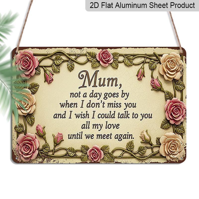 

2D Flat 1pc ( 8X12 ), Floral Memorial Plaque with A Heartfelt Tribute To Mom - Not A Day Passes Without Missing You Gift Sign, Floral Sign 20*30cm