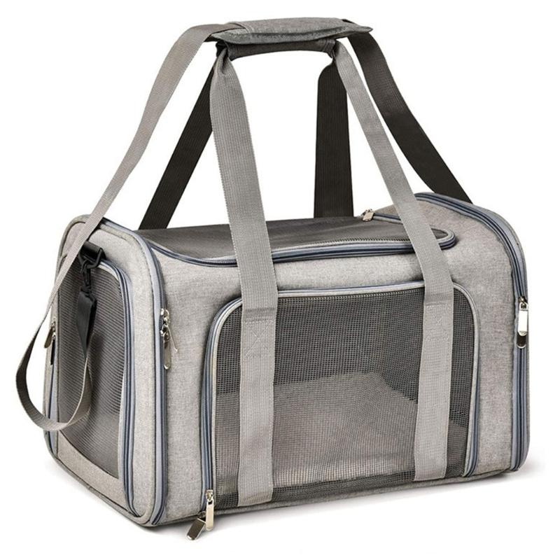 

Pet Tote Carrier Bag, Portable Pet Bag Go-out Bag Travel for Puppies Outdoor Travel Portable Soft Shoulder Bag S серый