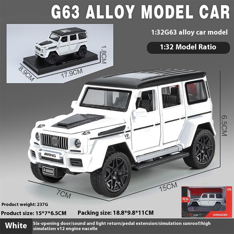 1/32 Alloy Benz G63 Model Car, Simulated Sound and Light, Strong Return Force, Simulated Large Skylight, Christmas/birthday Gift