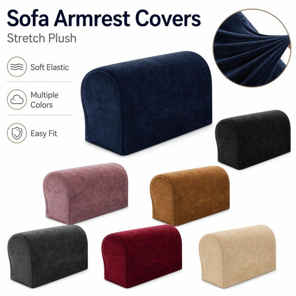 1pair Elastic Couch Arm Covers Solid Sofa Arm Protectors Sofa Armrest Covers Living Room Furniture