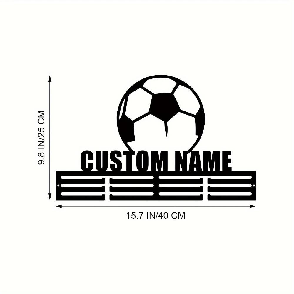 

Metal Soccer Medal Holder Wall Mount Personalized Football Player Name Sports Theme Home Decor