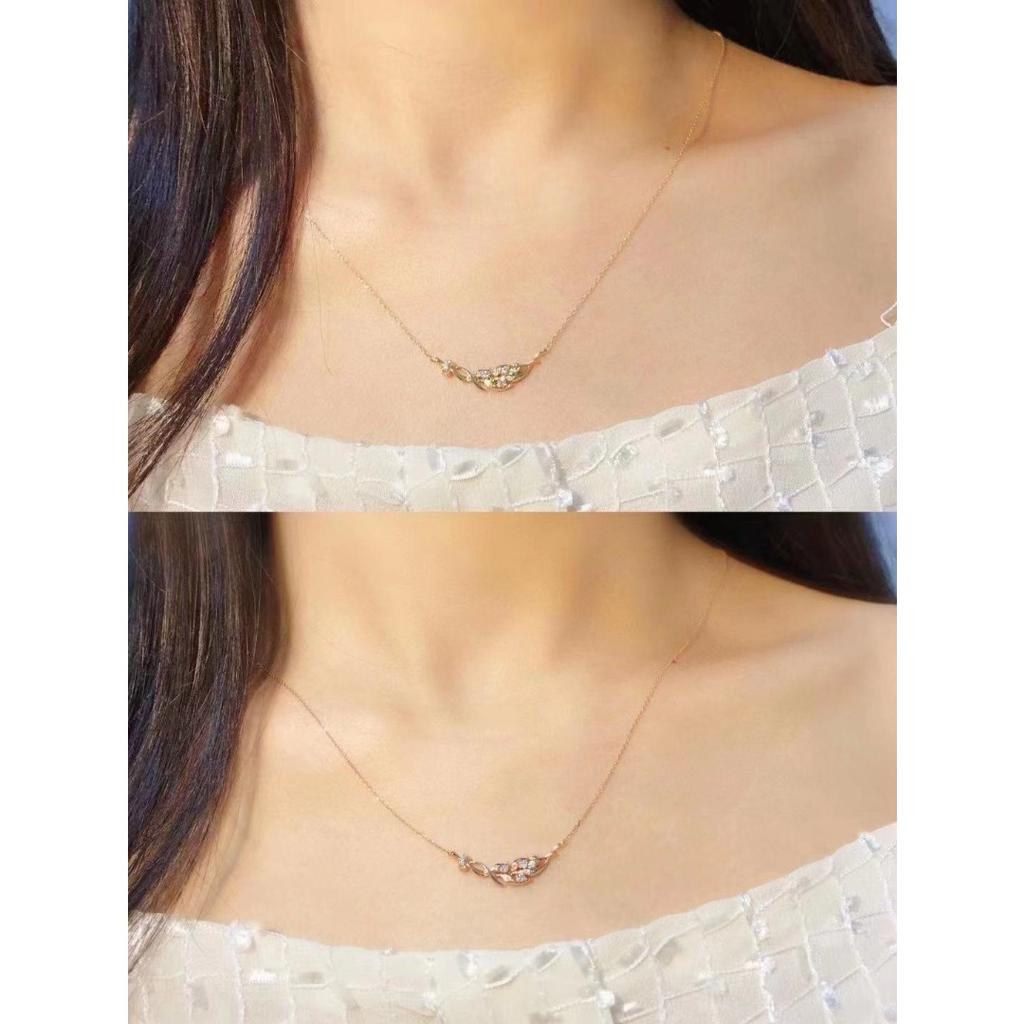 Temperature Zircon Leaf Necklace Simple and Fashionable Niche Design Sense Wheat Ear Clavicle Chain New Trendy Jewelry