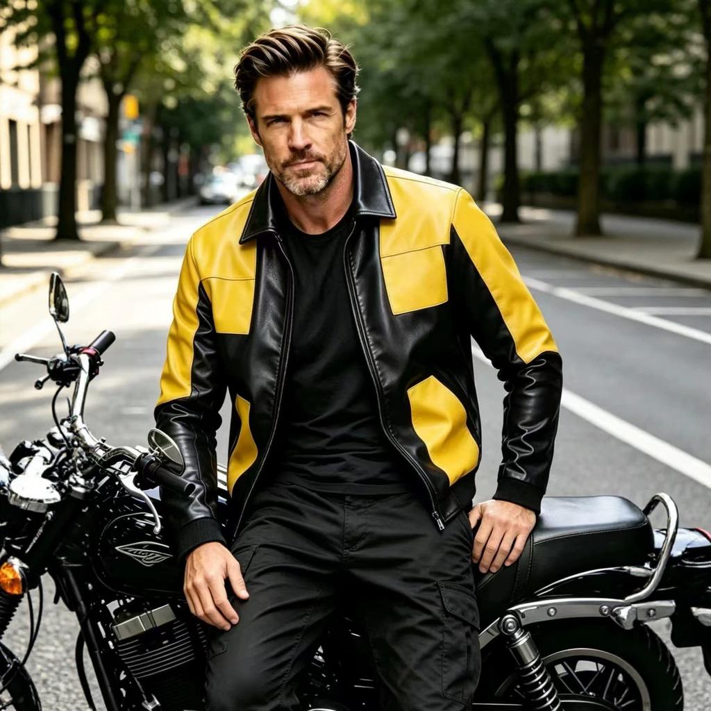 Autumn and winter new men's PU leather jacket locomotive suit lapel suit large size men's leather jacket casual jacket
