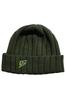 UJACK Knit Beanie, Striped Knit, Camping, Outdoor, Tactical, Velcro, One Size Fits All, Stretch Fabric (Olive)