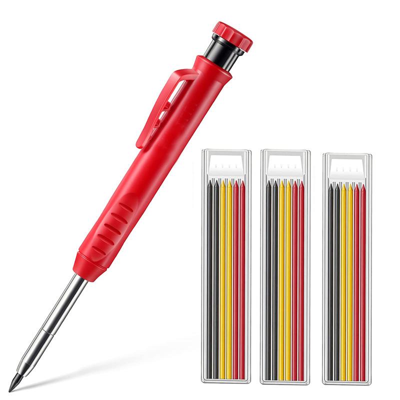 Solide Zimmermannbleistift-Minen Tiefloch-Mechanikstifte für Holz Glas Metall Markierwerkzeug-Set für Holzbearbeitung Architekt