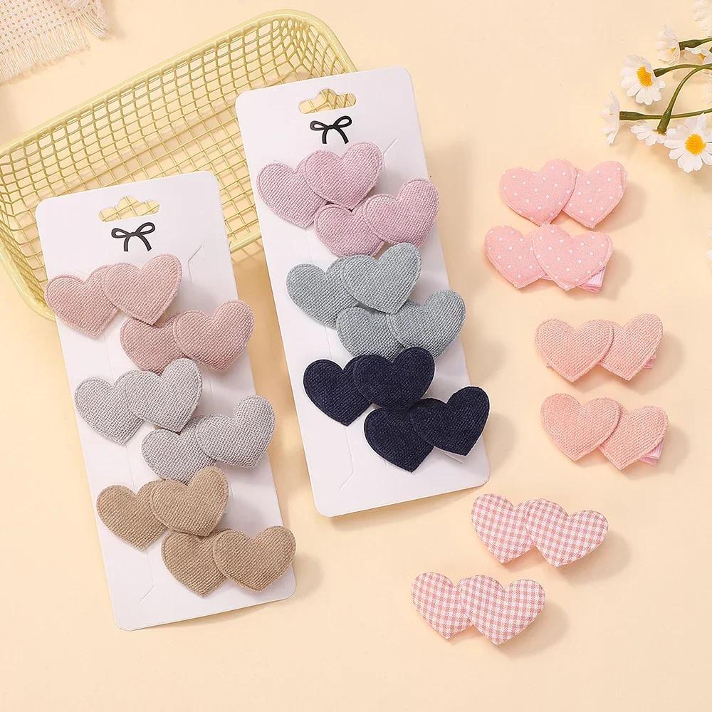 6Pcs/Set Mini Hair Clips for Girls Elegant Heart Designs Cute Headwear Lovely Kids Hair Accessories Outdoor Wear