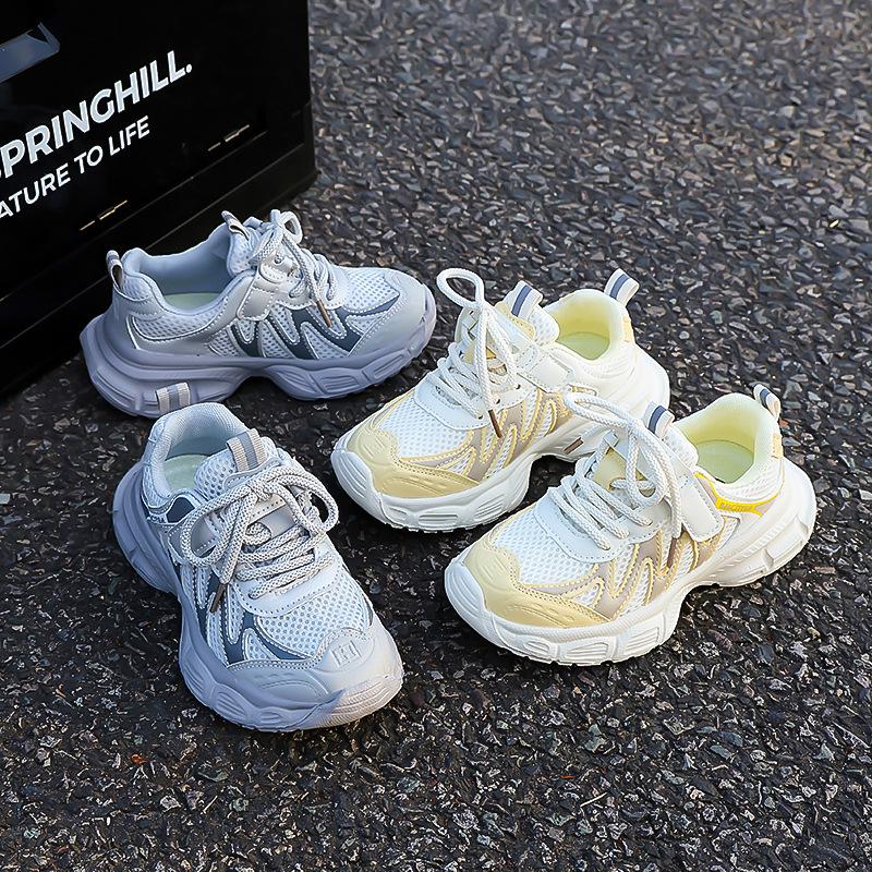 Kids' Casual 2026 Spring/Autumn Round Toe Breathable Mesh Sneakers for Short Children with Thick Sole