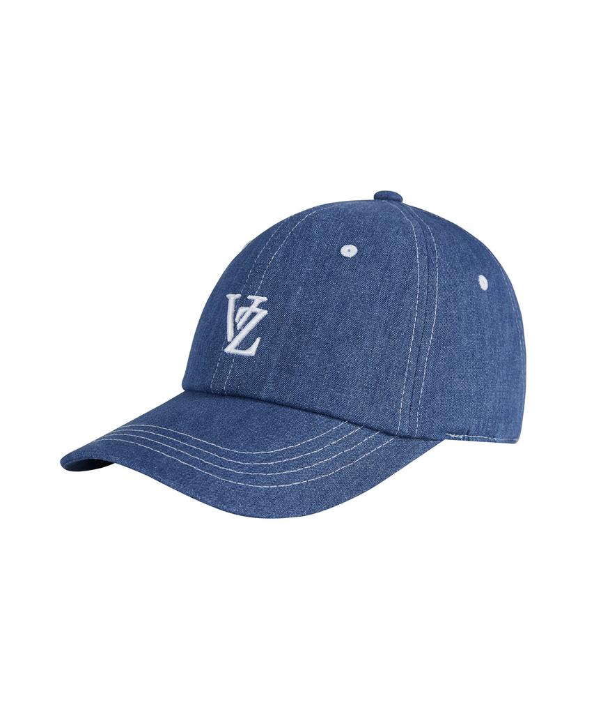 Bajal 3D Monogram Stitch Oversized Ball Cap Blue Denim