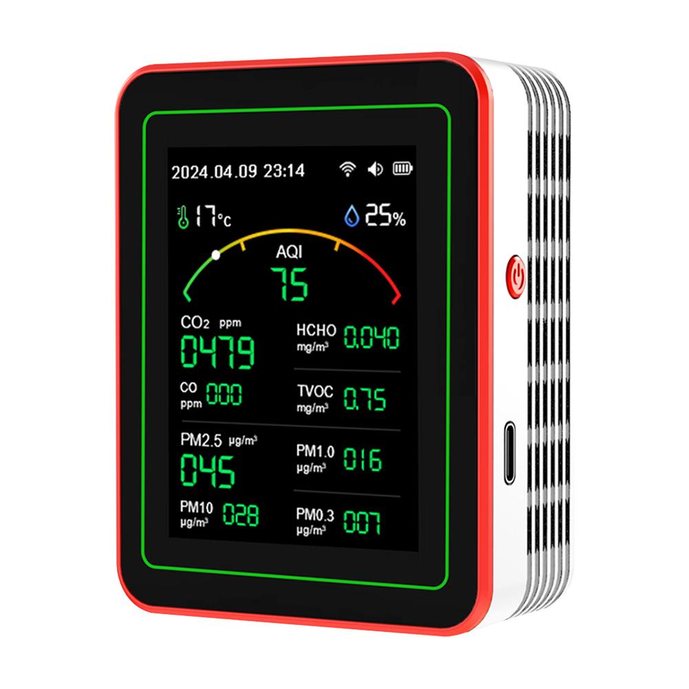 WiFi 15-in-1 Portable AQI PM0.3 PM1.0 PM2.5 PM10 Tester TFT Display Household CO CO2 TVOC HCHO Tester APP Control CO2 Detector