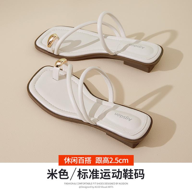 Toe slippers new summer flat sandals with skirt Roman straps beach sandals