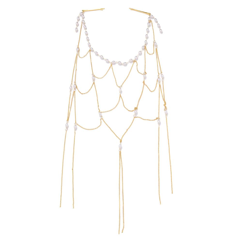 1 PC. Neuer Stil Perlen-Haarschmuck. Quaste Haarkette für den Hinterkopf. Weibliches Haaraccessoire, besonders geeignet für