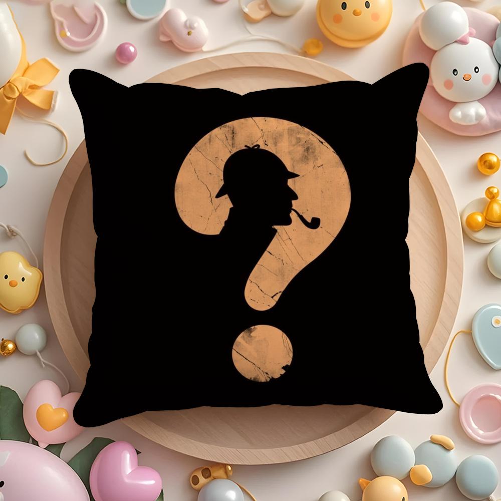 S-Sherlock H-Holmes Cushion Cover Short Plush Double-Sided Printing Home Machine Washable In Warm Winter Pillow Case