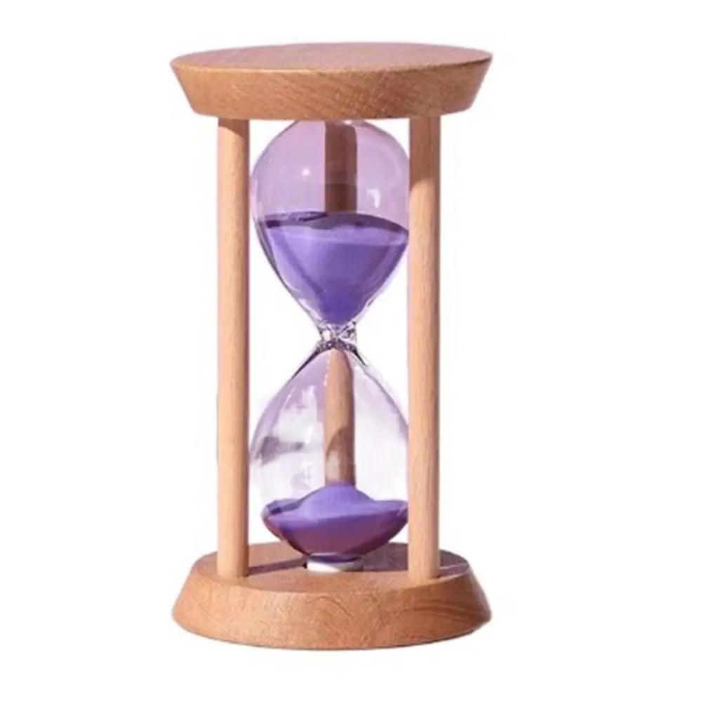 Natural Wood Sand Clock Home Decoration Creative Round Hourglass Timers Wooden Hourglass 1/3/5 Minutes Pink Blue Kitchen Timer